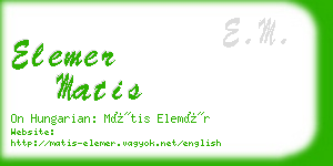 elemer matis business card